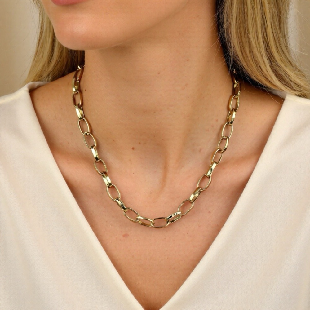 Elegant Antique Gold Chain Link Necklace